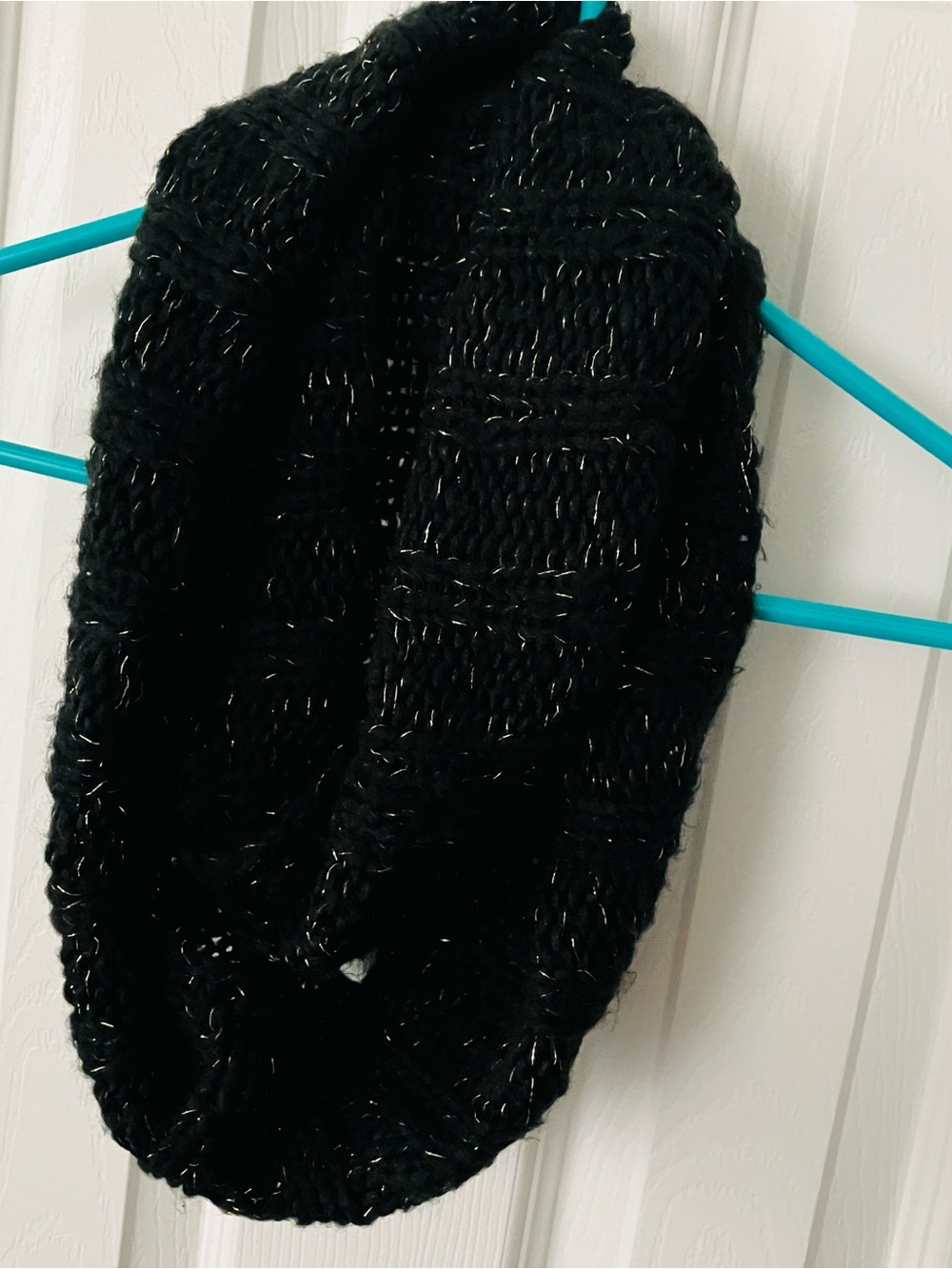 Black Gold Metallic Knit Infinity Scarf